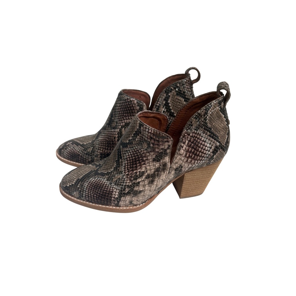 Jeffrey Campbell Cromwell Snakeskin Ankle Boots Brown Grey Pointed Toe 8.5